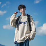 Men Hoodie Sweater Men's Spring and Autumn round Neck Loose Printed Bottoming Shirt