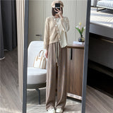 Palazzo Pants Women's Cotton Velvet Wide-Leg Pants Autumn and Winter Loose Lazy Casual