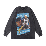 Men Long Sleeve Shirt Washed Distressed Long Sleeve Bottoming T-shirt Men and Women Vintage