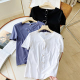 Women T-Shirt Women's Summer Fashion Short Sleeve Cardigan