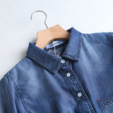 Women T-shirt Denim Shirt Female Loose Casual Long Sleeves