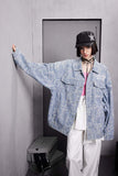Unisex Jacket Autumn Jacquard Washed Denim Jacket