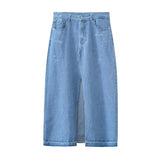 Women Skirt Women's Split Denim Skirt Long