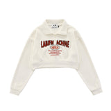 Women Hoodie Short Sweater Women's Autumn Letters Loose