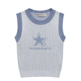 Women Vest Knitted Vest Women's Contrast Color Fit Short Sleeveless Top