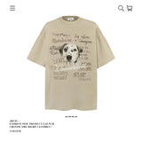 American vintage street T-shirt pure cotton retro men's summer loose half sleeve