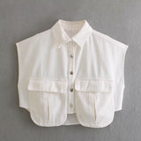 Women T-shirt Autumn Denim Shirt Short Vest