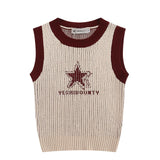 Women Vest Knitted Vest Women's Contrast Color Fit Short Sleeveless Top
