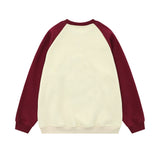 Men Hoodie Five-Pointed Star Flocking Embroidered Crew Neck Sweatshirt