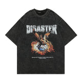 Men T Shirt Washed and Worn Printed Loose T-shirt Men's Summer Street