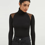 Women Jumpsuit Long Sleeve Jumpsuit Mesh Stitching