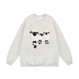 Men Hoodie Flocking Embroidered Lamb Animal Loose Sweater