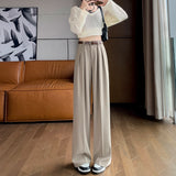 Palazzo Pants Khaki Wide-Leg Pants Women's Spring and Autumn High Waist Drooping Suit Pants