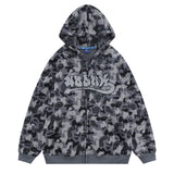 Men Fleece Lined Hoodie Camouflage Cardigan Sweater Men's Autumn and Winter High Street Zip Long Sleeve Coat