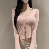 Women Long Sleeve Shirt Camisole Long Sleeve Cardigan Jacket