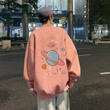 Men Hoodie Sweater Men's Spring and Autumn Printed Coat Hong Kong Style Loose round Neck