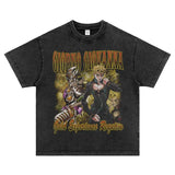 2024Kira Yoshikage T-shirt Oversize Vintage Washed Anime