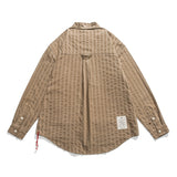 Men Long Sleeved T Shirt Striped Long Sleeve Lapel Shirt Men's Spring and Autumn High Street Casual Shirt Outer Wear
