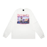 Men Hoodie Landscape Printing round Neck Men's Loose Casual