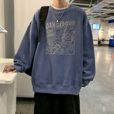 Men Hoodie Spring and Autumn Sweater Men's Hong Kong Style Loose Creative Cartoon Ins Printing