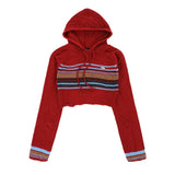 Women Sweater Short Hood Knitted Girls' Fall Color-Blocking Sweater