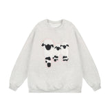 Men Hoodie Flocking Embroidered Lamb Animal Loose Sweater