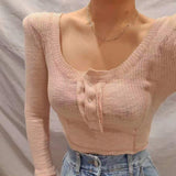 Women Long Sleeve Shirt U Collar Top Women's Short Long Sleeve Bottoming Shirt