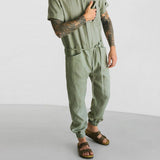 Men Pant Casual Suit Summer Short-Sleeved One-Piece Overalls