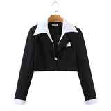 Women Skirt Color Matching Suit Women's Suit Pleated Skirt