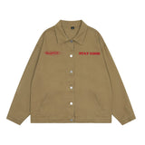 Men Denim Jacket Embroidered Letter Denim Jacket Men's Ins Loose Long Sleeve Jacket Top