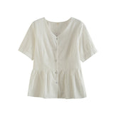Women T-Shirt Shirt Women's Short-Sleeved Summer Embroidered Top V-neck