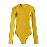 Women T-shirt Spring Slim-Fit Base Bodysuit Women round Neck