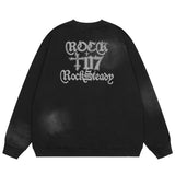 Men Hoodie Letter Printed round Neck Long Sleeve Men's Sweater Loose Top