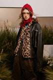 Unisex Jacket Autumn Distressed Pleated Leather Coat
