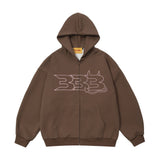 Men Hoodie Cardigan Sweater Men's Spring and Autumn Embroidered Letters Loose Zip Coat