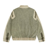 Men Denim Jacket Stitching Washed and Worn Denim Jacket Coat Men's Autumn and Winter Loose Denim Jacket