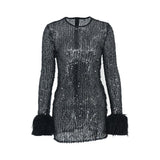 Women Dresses Sexy Mesh Dress Hip Skirt round Neck