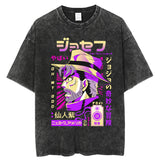 Portrait Adventure Washed T-Shirt Men Hip Hop