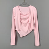 Women Long Sleeve Shirt Sling Vest Cardigan Jacket Long-Sleeved Suit