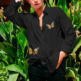 Men Shirt Spring and Autumn Leisure Printing Lapel Men's Shirt