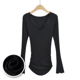 Women T-Shirt Top Women's Autumn Winter Sexy V Flip T-shirt