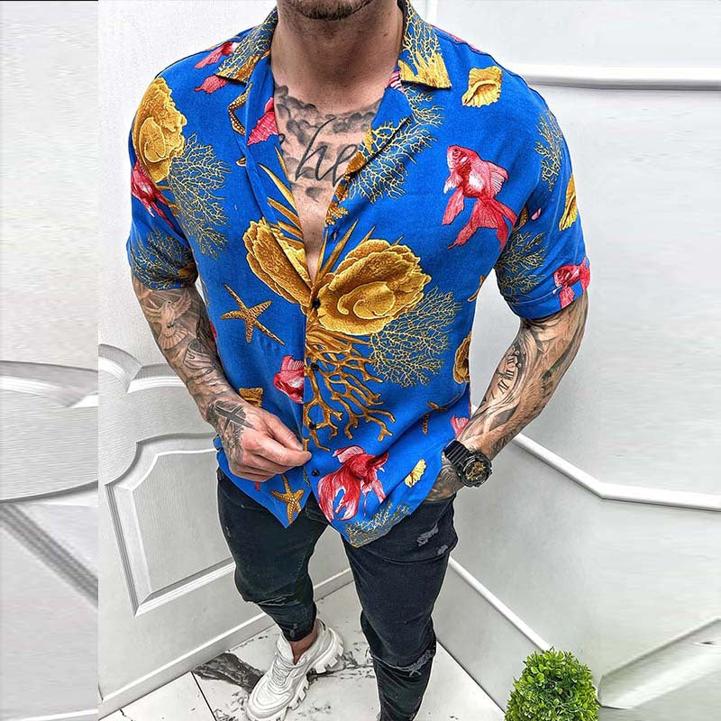 Men Shirt Fall Men's Clothing Polo Shirt Printed T-shirt Shirt Long Sleeve