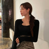 Women's Long Sleeve Shirt Vest Cardigan Long Sleeve Top