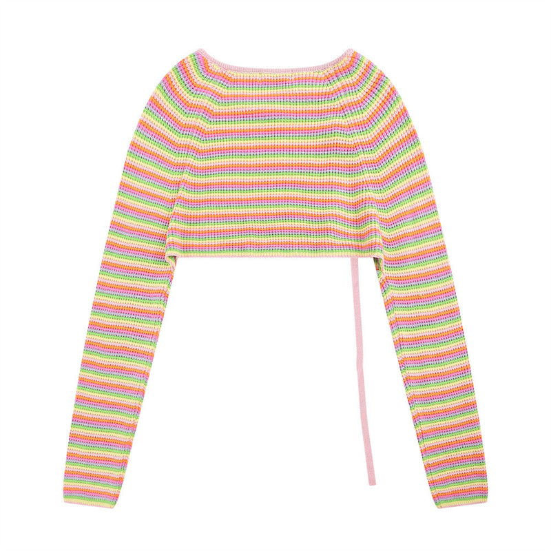 Women Sweater Short Knitted Cardigan Girls Casual Long Sleeve