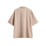 Unisex Jacket Fall Short Sleeve Plaid Shirt Women's Clothing