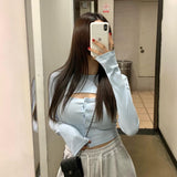 Women Long Sleeve Shirt Short Top Camisole