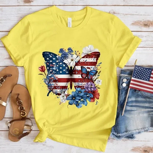 Women's Independence Day T Shirt round Neck Short Sleeve T-shirt Women's Top