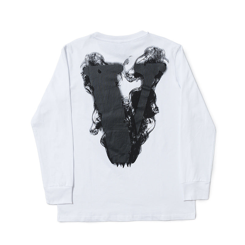 Palm Angle Sweatshirt Devil Angel Smoke Large V Print Couple Men and Women Loose Long Sleeve
