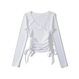 Women T-Shirt Design Tight Long-Sleeved Women's Fall V-neck Bottoming Top