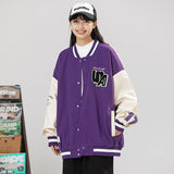 Varsity Jacket Vintage Baseball Uniform Men's Autumn and Winter PU Leather Stitching Embroidery Couple Wear